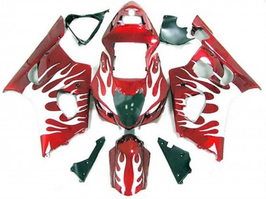 Weiß & Rot Flamme 03-04 GSXR 1000 Motorrad Verkleidung