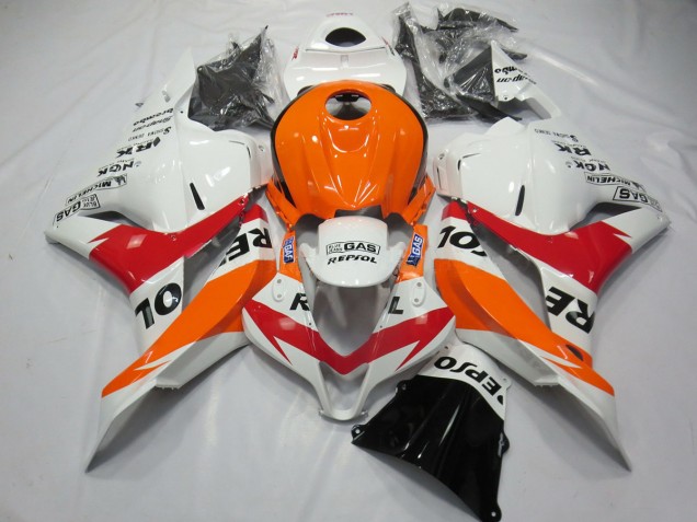 Weiß Rot & Orange Repsol 09-12 CBR600RR Motorrad Verkleidung