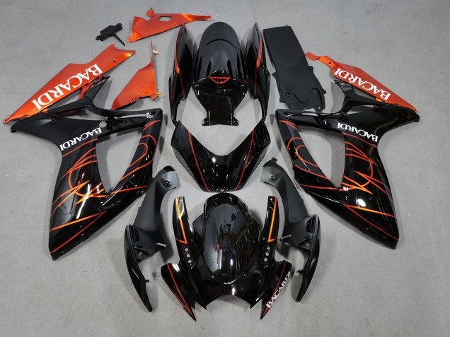 Bacardi Schwarz & Orange 06-07 GSXR 600-750 Motorrad Verkleidung Bacardi Schwarz & Orange 06-07 GSXR 600-750 Motorrad Verkleidung