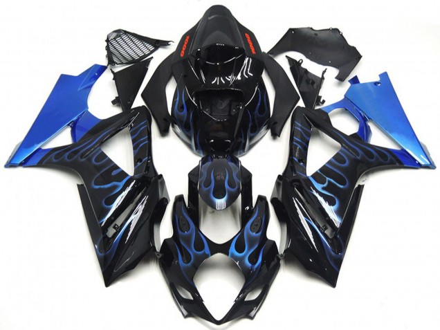 Benutzerdefiniertes Blau & Schwarz Flame 07-08 GSXR 1000 Motorrad Verkleidung
