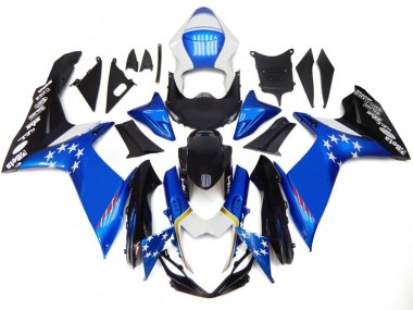 Blauer Stil Mit Roten Sternen 11-24 GSXR 600-750 Motorrad Verkleidung