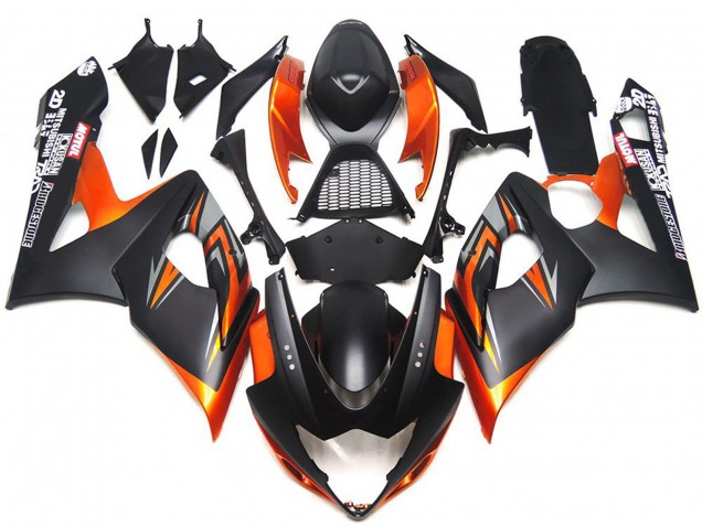 Custom Matt & Glanz Schwarz & Orange 05-06 GSXR 1000 Motorrad Verkleidung Custom Matt & Glanz Schwarz & Orange 05-06 GSXR 1000 Motorrad Verkleidung