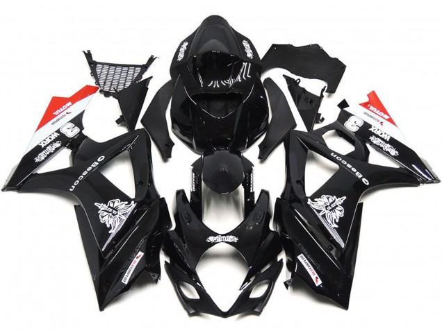 Custom Schwarz Mit Einem Hauch Von Weiß & Rot 07-08 GSXR 1000 Motorrad Verkleidung