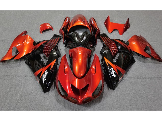 Gebranntes Orange Schwarz 06-11 ZX14R Motorrad Verkleidung Gebranntes Orange Schwarz 06-11 ZX14R Motorrad Verkleidung