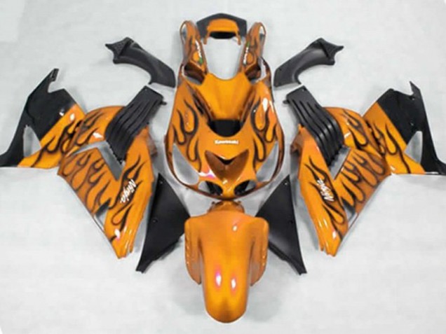 Gelb Schwarz Flamme 06-11 ZX14R Motorrad Verkleidung