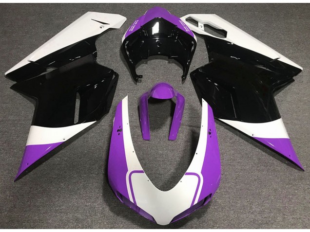 Glanz Lila Weiß & Schwarz 07-14 Ducati 848 1098 1198 Motorrad Verkleidung