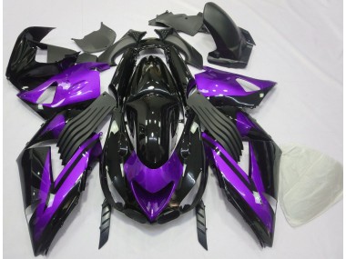 Glanz Lila & Schwarz Schlicht 06-11 ZX14R Motorrad Verkleidung