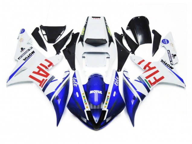 Glänzend Weiß & Blau Fiat 02-03 R1 Motorrad Verkleidung Glänzend Weiß & Blau Fiat 02-03 R1 Motorrad Verkleidung