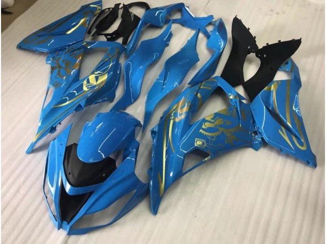 Glänzend Blau Mit Gold 16-19 ZX10R Motorrad Verkleidung Glänzend Blau Mit Gold 16-19 ZX10R Motorrad Verkleidung