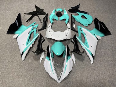 Glänzend Weiß & Blaugrün 13-16 Daytona 675 Motorrad Verkleidung