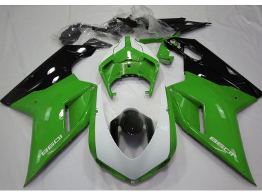 Glänzend Grün & Weiß 07-14 Ducati 848 1098 1198 Motorrad Verkleidung