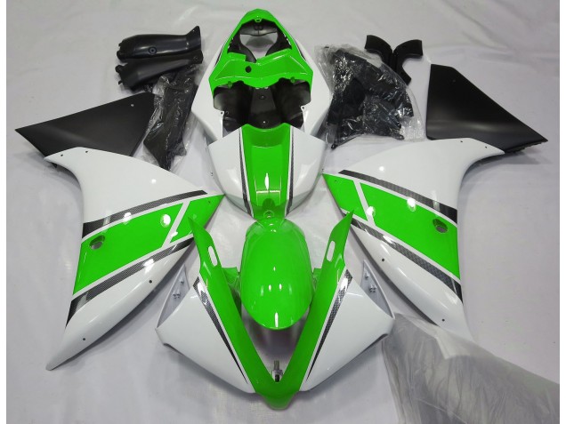 Glänzend Weiß & Grün 09-11 R1 Motorrad Verkleidung Glänzend Weiß & Grün 09-11 R1 Motorrad Verkleidung