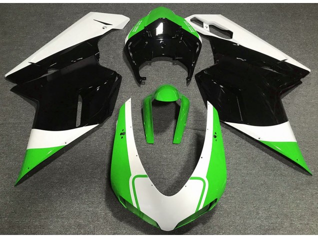 Glänzend Grün Weiß & Schwarz 07-14 Ducati 848 1098 1198 Motorrad Verkleidung Glänzend Grün Weiß & Schwarz 07-14 Ducati 848 1098 1198 Motorrad Verkleidung