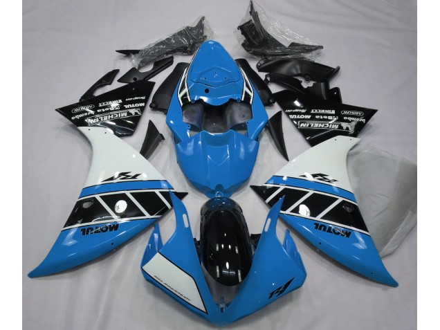 Glänzend Hellblau Weiß & Schwarz 12-14 R1 Motorrad Verkleidung
