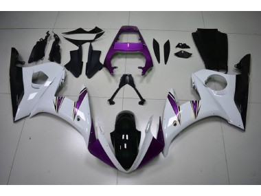 Glänzend Weiß & Lila Akzente 03-04 R6 Motorrad Verkleidung