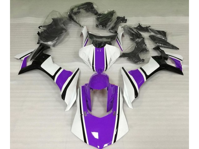 Glänzend Weiß Lila & Schwarz 15-19 R1 Motorrad Verkleidung