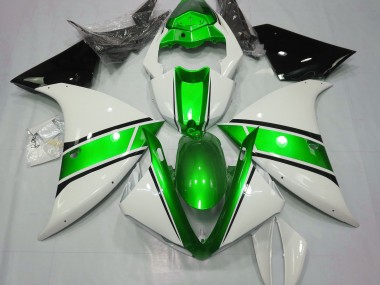 Glänzend Weiß & Metallic Grün 09-11 R1 Motorrad Verkleidung
