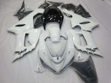 Glänzend Weiß Mit Schwarzem Heck 05-06 ZX6R Motorrad Verkleidung