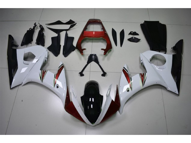 Glänzend Weiß & Rot Akzente 03-04 R6 Motorrad Verkleidung