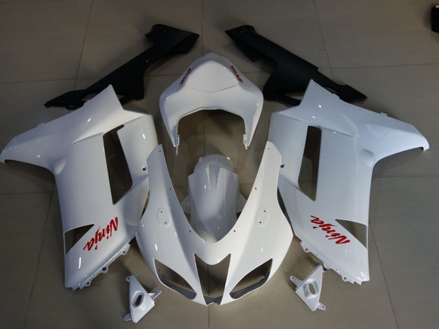 Glänzend Weiß & Rot Logos 07-08 ZX6R Motorrad Verkleidung Glänzend Weiß & Rot Logos 07-08 ZX6R Motorrad Verkleidung
