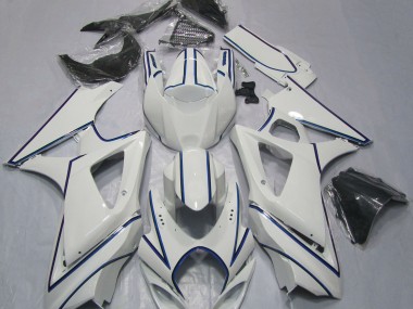 Glänzend Weißer Blauer Nadelstreifen 07-08 GSXR 1000 Motorrad Verkleidung
