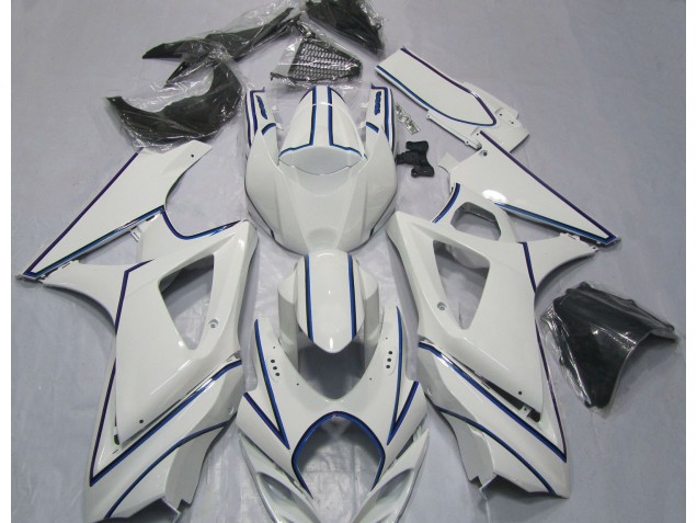 Glänzend Weißer Blauer Nadelstreifen 07-08 GSXR 1000 Motorrad Verkleidung