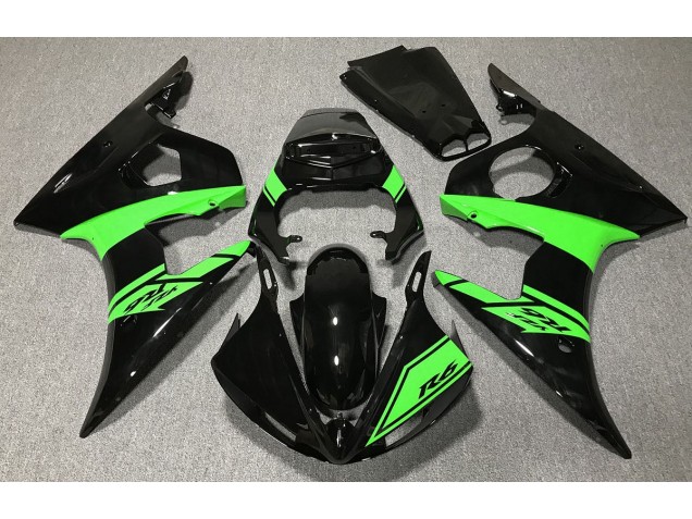 Glänzendes Schwarz & Grün 03-04 R6 Motorrad Verkleidung