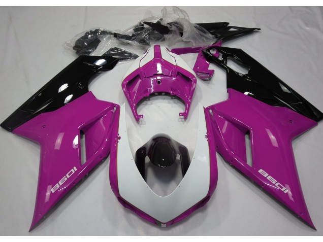 Glanzrosa & Weiß 07-14 Ducati 848 1098 1198 Motorrad Verkleidung Glanzrosa & Weiß 07-14 Ducati 848 1098 1198 Motorrad Verkleidung
