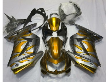 Gold & Silber Flamme 08-12 Ninja 250 Motorrad Verkleidung