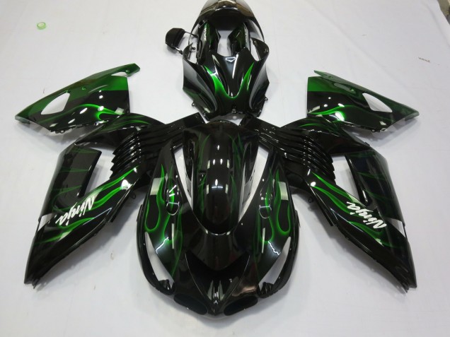 Grün Flamme 06-11 ZX14R Motorrad Verkleidung Grün Flamme 06-11 ZX14R Motorrad Verkleidung