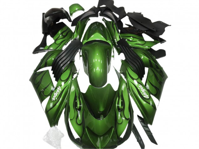 Grün Glänzend & Flame 06-11 ZX14R Motorrad Verkleidung Grün Glänzend & Flame 06-11 ZX14R Motorrad Verkleidung