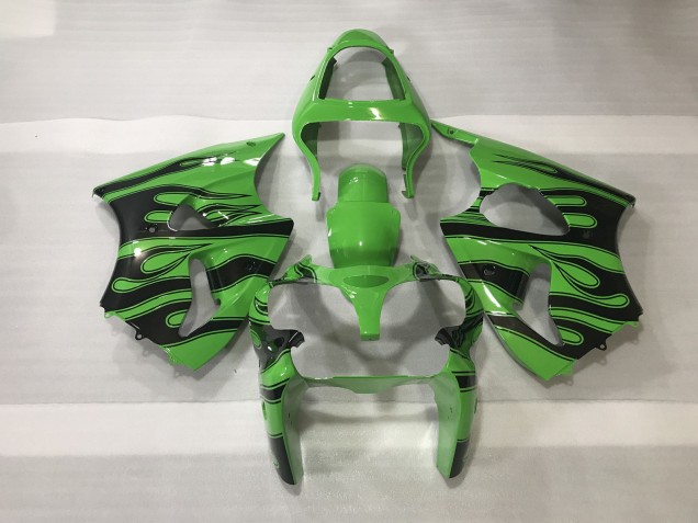 Grün & Schwarz Flamme 00-02 ZX6R Motorrad Verkleidung