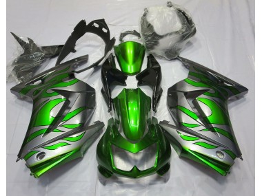 Grün & Silber Flamme 08-12 Ninja 250 Motorrad Verkleidung