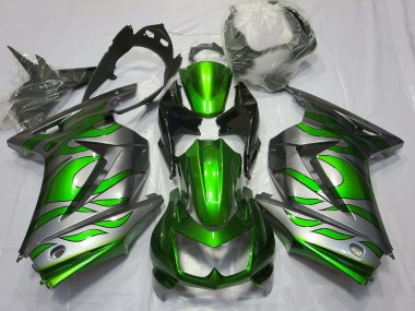 Grün & Silber Flamme 08-12 Ninja 250 Motorrad Verkleidung