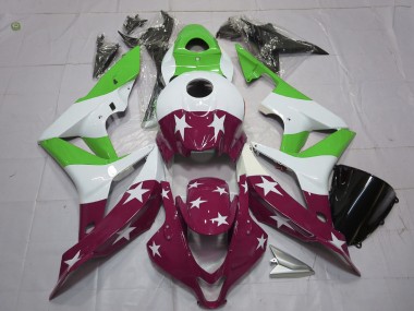 Grüne & Kastanienbraune Sterne & Streifen 07-08 CBR600RR Motorrad Verkleidung