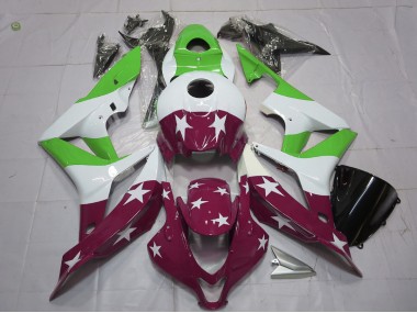 Grüne & Kastanienbraune Sterne & Streifen 07-08 CBR600RR Motorrad Verkleidung
