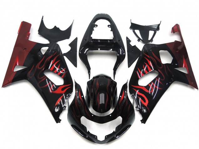Leuchtend Rot Flamme 01-03 GSXR 600-750 Motorrad Verkleidung Leuchtend Rot Flamme 01-03 GSXR 600-750 Motorrad Verkleidung