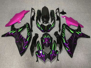 Lila & Grün Flamme 08-10 GSXR 600-750 Motorrad Verkleidung