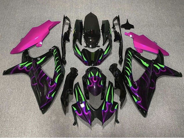 Lila & Grün Flamme 08-10 GSXR 600-750 Motorrad Verkleidung