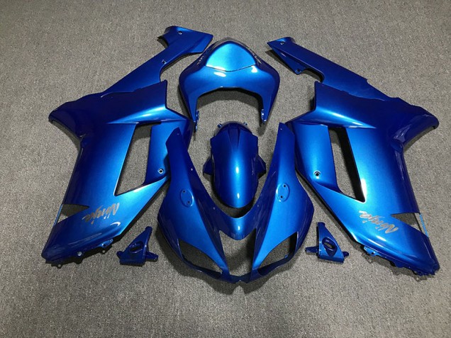 Logos In Glänzendem Blau & Chrom 07-08 ZX6R Motorrad Verkleidung Logos In Glänzendem Blau & Chrom 07-08 ZX6R Motorrad Verkleidung