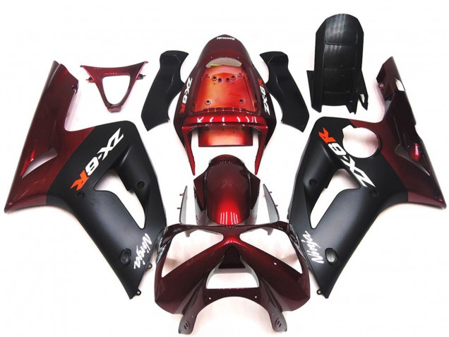 Matt Schwarz & Kastanienbraun 03-04 ZX6R Motorrad Verkleidung Matt Schwarz & Kastanienbraun 03-04 ZX6R Motorrad Verkleidung