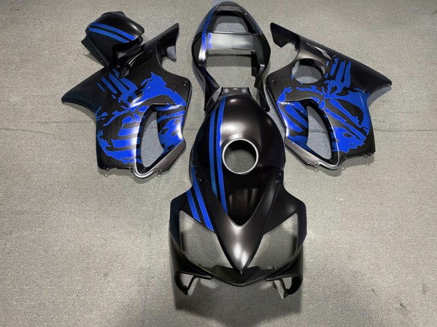 Matt Schwarzer & Blauer Totenkopf 01-03 CBR600 F4i Motorrad Verkleidung Matt Schwarzer & Blauer Totenkopf 01-03 CBR600 F4i Motorrad Verkleidung