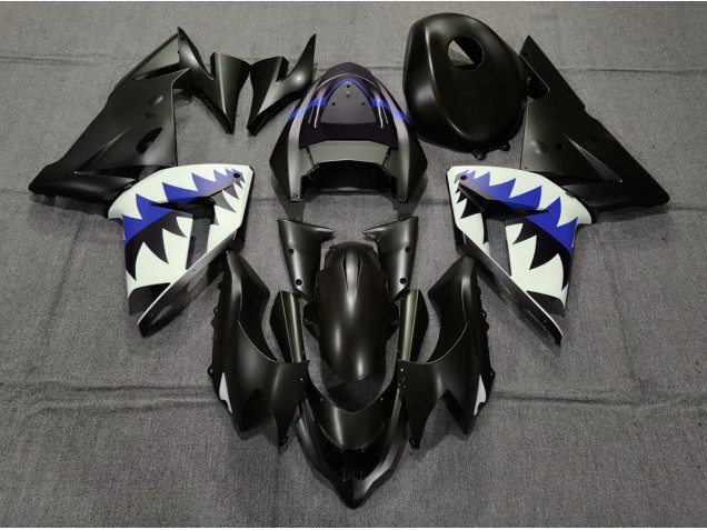 Matt Schwarzer & Tiefes Blauer Hai 04-05 ZX10R Motorrad Verkleidung Matt Schwarzer & Tiefes Blauer Hai 04-05 ZX10R Motorrad Verkleidung