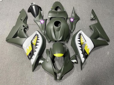 Mattgrüner & Gelber Hai 07-08 CBR600RR Motorrad Verkleidung