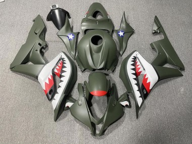 Mattgrüner & Rot Hai 07-08 CBR600RR Motorrad Verkleidung
