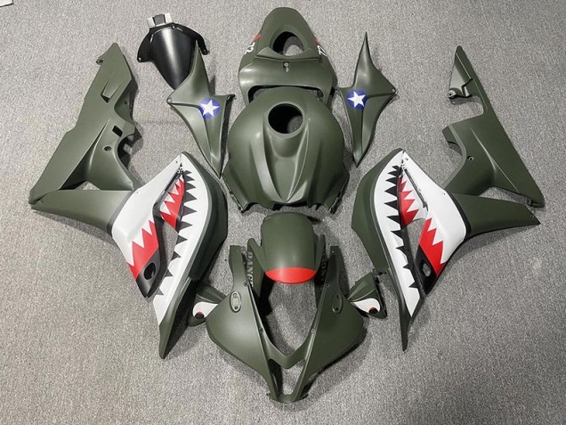 Mattgrüner & Rot Hai 07-08 CBR600RR Motorrad Verkleidung