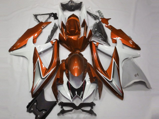 Orange Glänzend & Weiß 08-10 GSXR 600-750 Motorrad Verkleidung