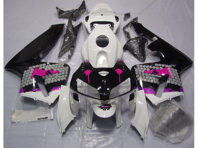 Rosa Splatter Auf Glanz Schwarz 05-06 CBR600RR Motorrad Verkleidung Rosa Splatter Auf Glanz Schwarz 05-06 CBR600RR Motorrad Verkleidung