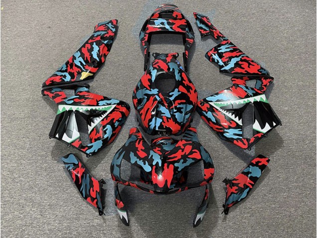 Rot & Blau Tarnung 03-04 CBR600RR Motorrad Verkleidung
