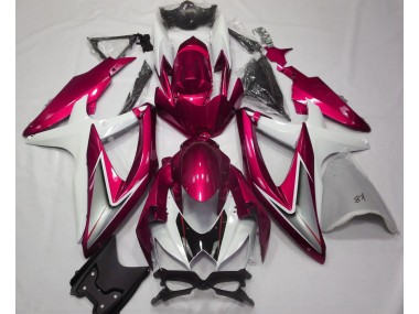 Rot Glänzend & Weiß 08-10 GSXR 600-750 Motorrad Verkleidung